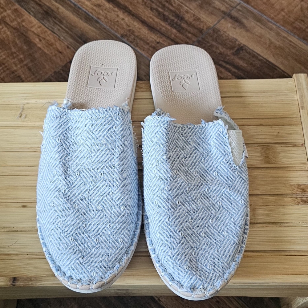 Reef Sky Blue Woven Slip-On Mules
